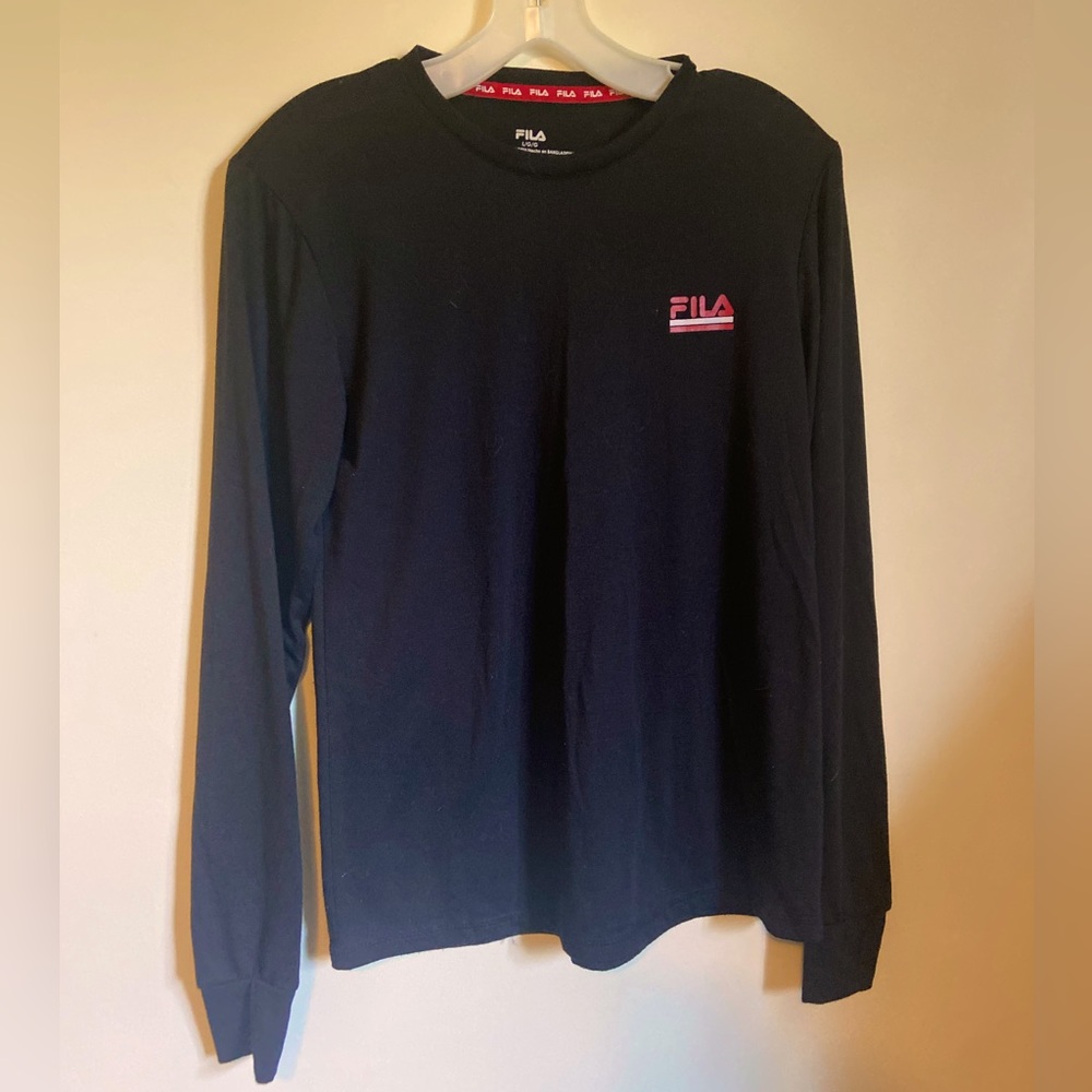 Fila black long sleeve t-shirt, size Large about 16” across